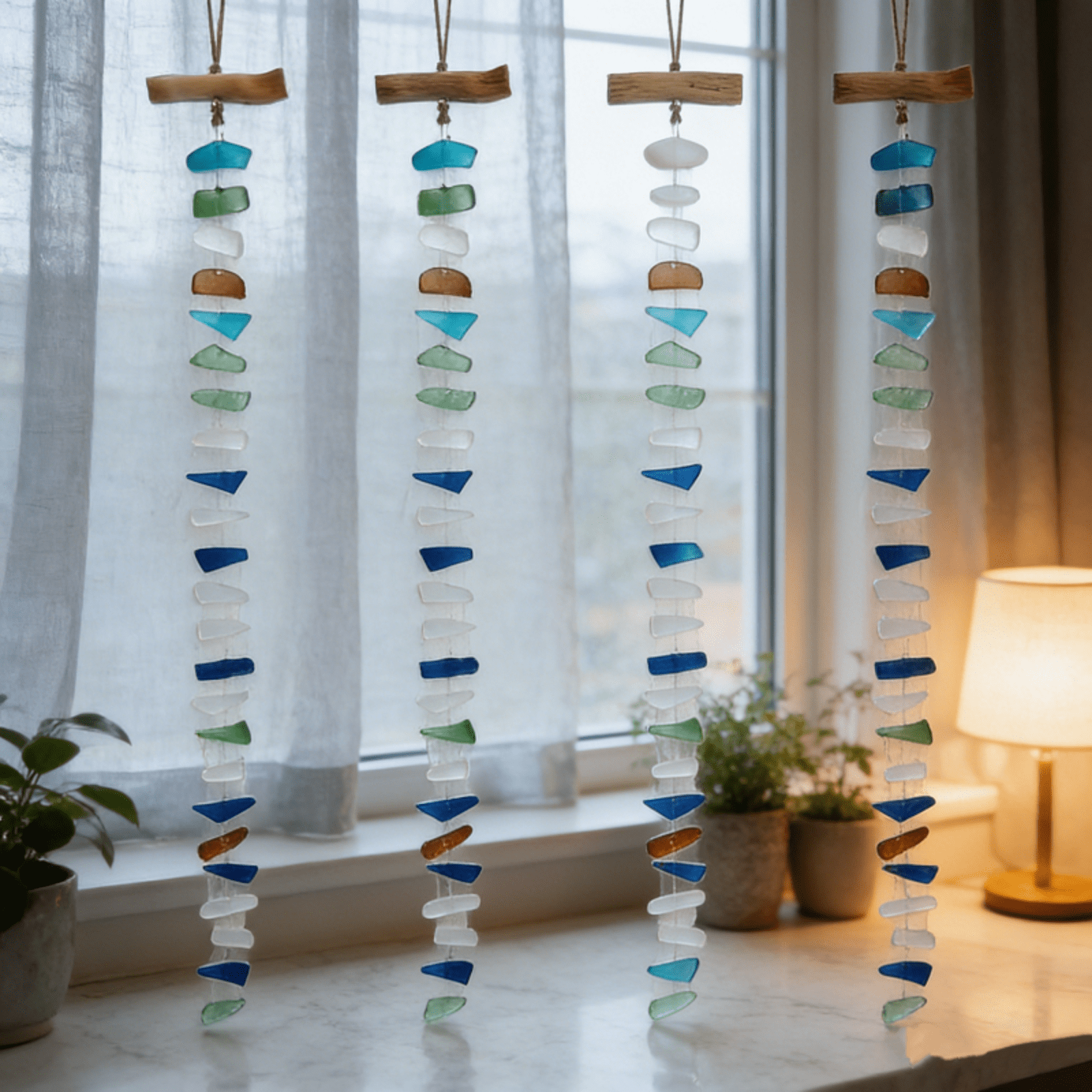 Decor for Home, Window Suncatcher, Driftwood Wall Art, 36 in Vertical Strand, Assorted Colors, Porch Decorations Outdoor, Wall Decor for Bedroom, 1 Pc
