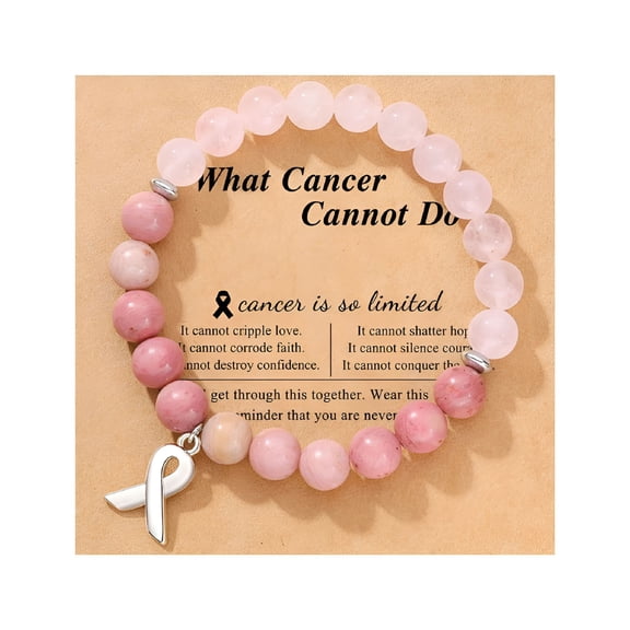 DESIGNICE Breast Cancer Awareness Bracelets, Crystal Bracelet with Message Card, Breast Cancer Pink Ribbon Charm Bracelets & Bangles Jewelery Gifts Emotional Support Gift for Women