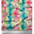 thumbnail image 1 of Soimoi Green Satin Silk Fabric Leaves & Tropical Floral Watercolor Decor Fabric Printed BTY 42 Inch Wide, 1 of 3