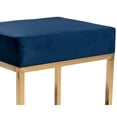 thumbnail image 4 of Velvet Upholstered Ottoman with Metal Tubular Base, Blue and Gold - Saltoro Sherpi, 4 of 5