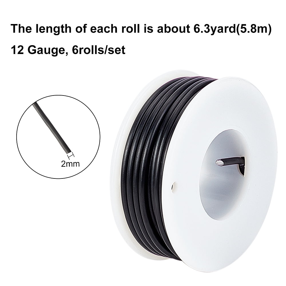 1set Round Aluminum Wire with Iron Side Cutting Pliers Black 12 Gauge 2mm 5.8m/roll 6 rolls