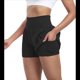 thumbnail image 2 of Pantalones Cortos Fluidos para Correr, para Mujer, para Entrenamiento, Atletismo, Gimnasio, Yoga, Cintura Alta, con Bolsillos, Verano. Negro S, 2 of 10