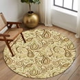thumbnail image 2 of Large Round Rug 8Ft Washable Non-Slip, Beige Brown Green Circle Area Rugs for Living Room Bedroom, Retro Botanical Abstract Art Indoor Floor Mats Carpet Runner for Home Decor, 2 of 8