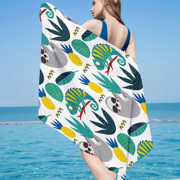 Xihbxyly Toalla de Playa de Microfibra, Ligera y Resistente a La Arena, de Secado Rápido, Diseño Colorido, Ideal para Viajes y Piscina, 76 X 152 Cm.