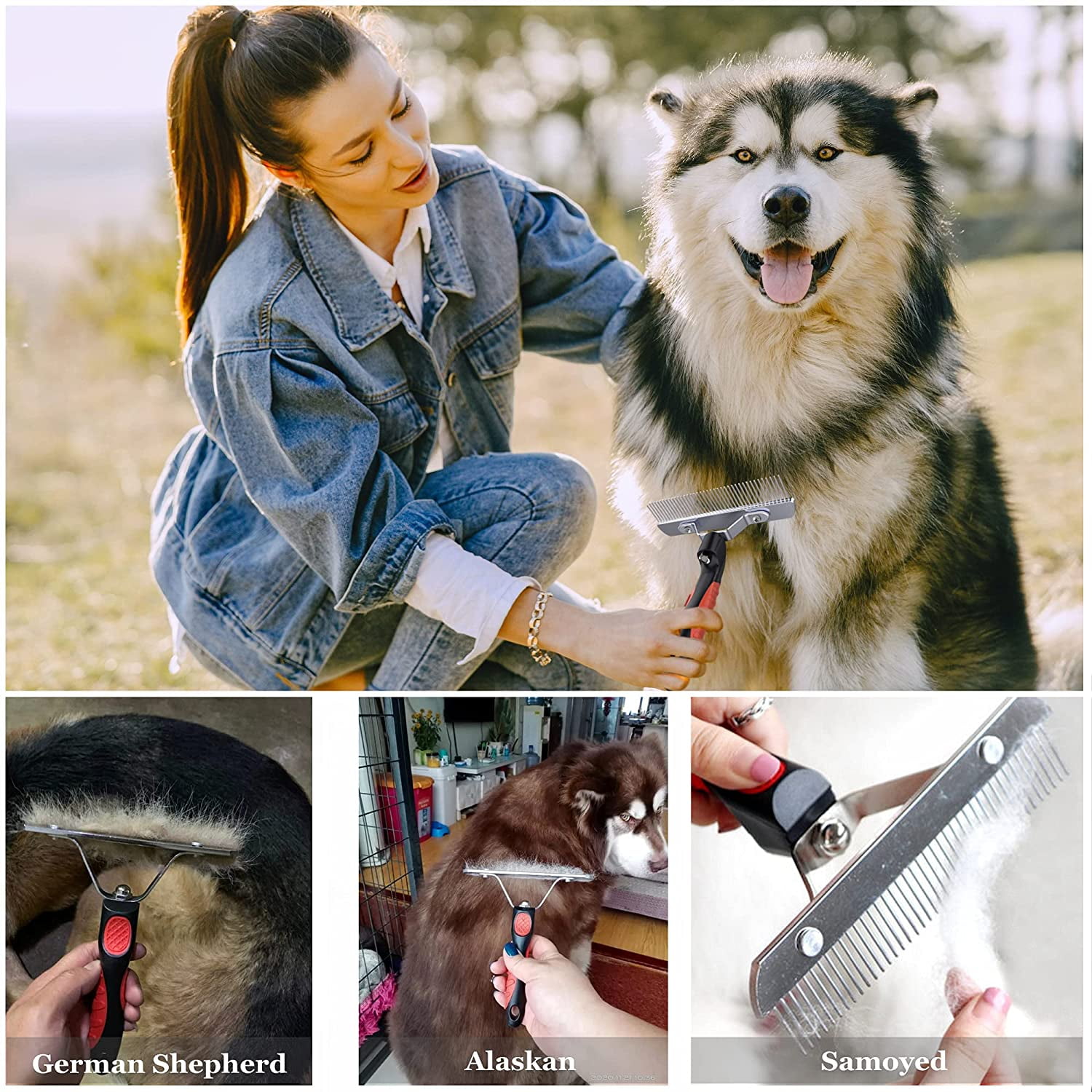 Dog Brushes for Grooming Large Dogs Long Hair Dog Rake Pet Comb Pet Grooming Brush with Anti Slip Handle Steel Comb for Golden Retriever Husky German Shepherd Walmart