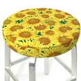 thumbnail image 3 of Honeii Floral Sunflowers Bar Stool Covers – Perfect Fit for 12" to 14" Round Stools, Crease-Resistant, Stretchy, Washable & Dustproof Seat Slipcovers-13 inch, 3 of 7