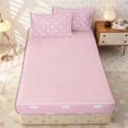 thumbnail image 4 of Erosebridal Soft Pastel Dot Grid Zipper Twin Comforter Sets with Fitted Sheet and 2 Pillowcases,Solid Plain Reverse Side Zipper Bedding Set,Blush Pink,4-Piece,Pink Reversible, 4 of 6