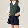 thumbnail image 4 of Jalioing Sweater Vest for Girls Boys Sleeveless V Neck Pullover Vest Kids Teen Plain School Uniform Sweater 5-17 Years, 4 of 8