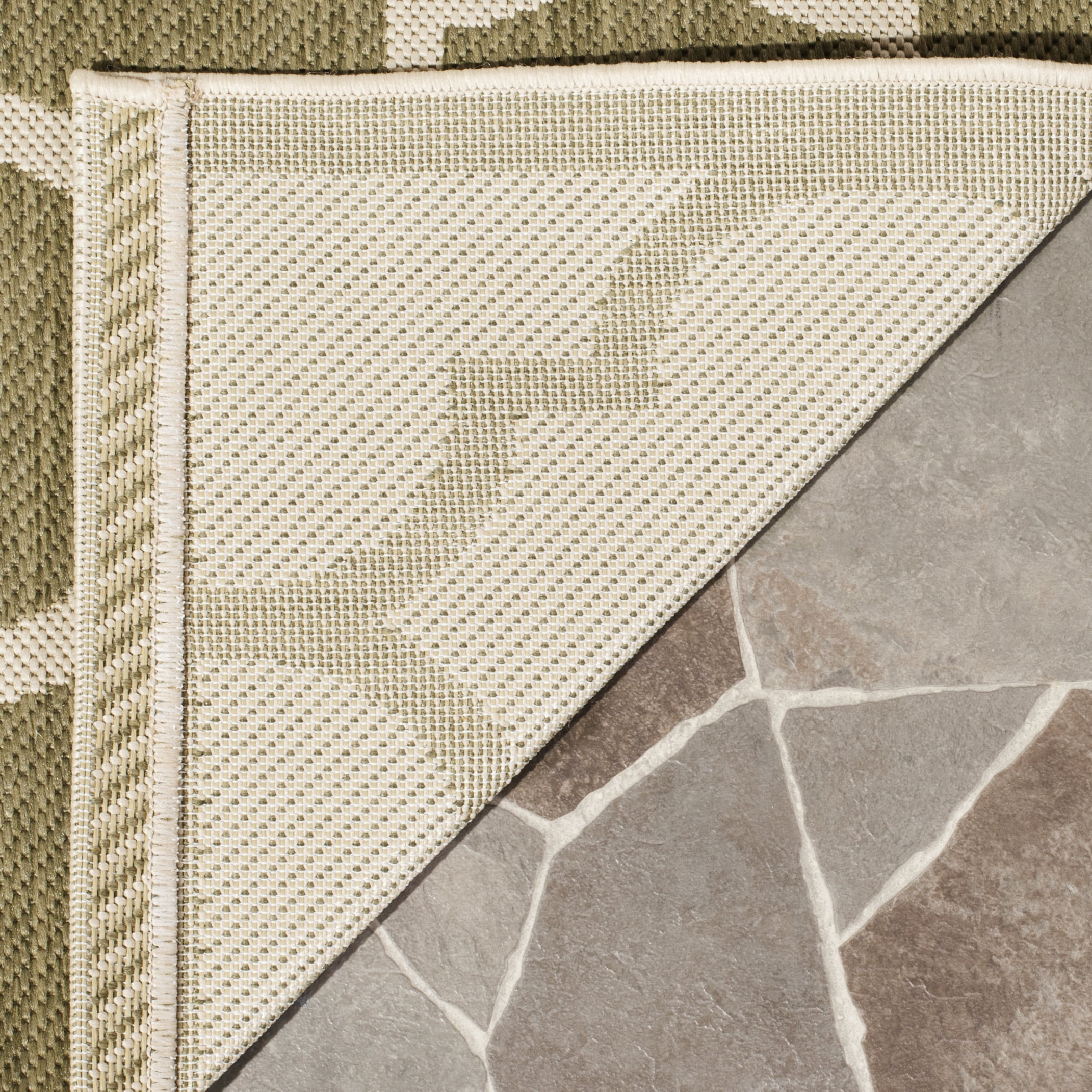 Safavieh Courtyard Alyssa Geometric Indoor/Outdoor Runner Rug, Green/Beige, 2'3" x 10'