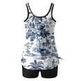 thumbnail image 4 of Fartey 2025 Womens Two Piece Tankini Swimsuits Summer Tummy Control Swimwear Floral Print Bathing Suits Swim Tank Tops with Boyshorts Blue S-2XL, 4 of 6