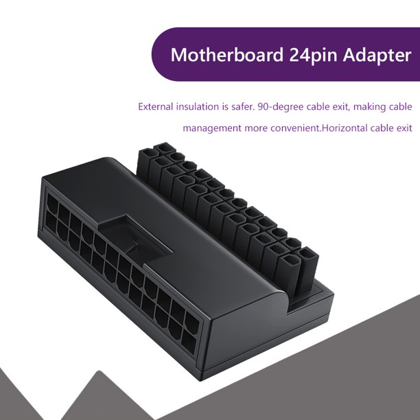 Adaptador De Placa Base Adaptador de placa base ATX de 24 pines a 90 grados Conector de cable de fuente de alimentación