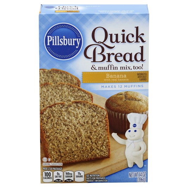 Pillsbury Banana Flavored Quick Bread & Muffin Mix, 14Ounce (Pack of 2