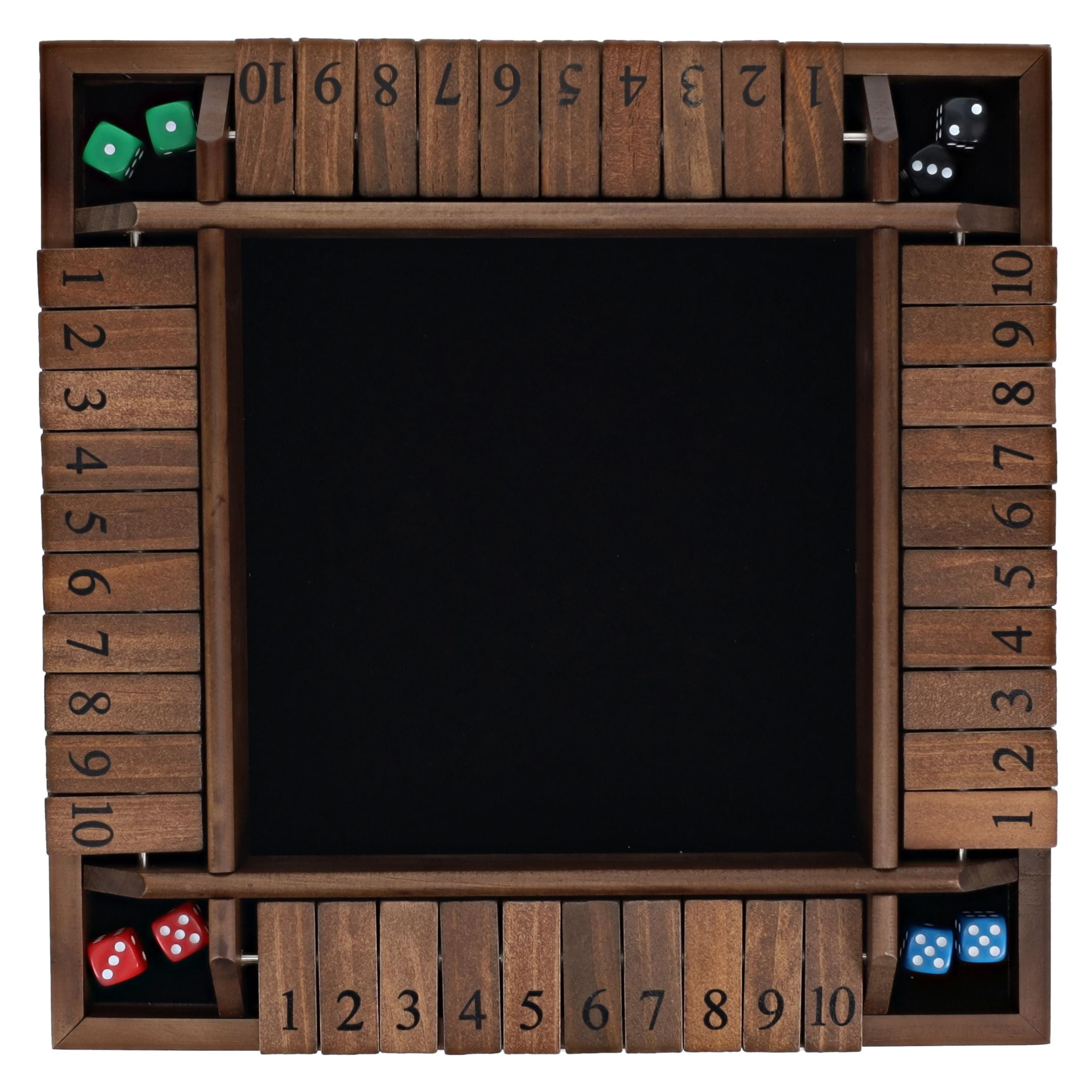 WE Games 4 Player Shut The Box Dice Game Solid Hardwood Walnut Stained 14 in.