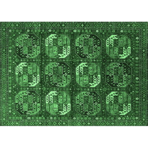 Ahgly Company Indoor Rectangle Oriental Emerald Green Industrial Area Rugs, 8' x 10'