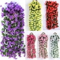 thumbnail image 6 of Viworld 1PC Artificial Flower Hanging Flowers Violet Simulation Vine Wedding Home Decoration (Red), 6 of 6