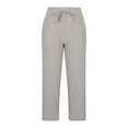 thumbnail image 4 of Simua Women's Cotton Linen Pants Casual Solid Color Lightweight Drawstring Elastic Waist Trousers with Pockets, 4 of 6