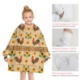 thumbnail image 6 of Colorful Chicken Floral Pattern Blanket Hoodies for Kids 6-13YR Oversize Wearable Blanket Hoodies for Boys Girls Teens, 6 of 7