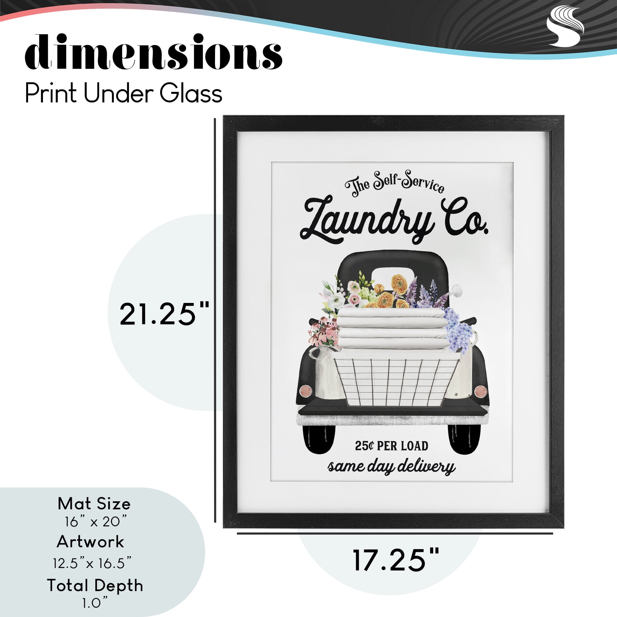 Laundry Service Truck Black Framed Print Under Glass, design by Lettered and Lined