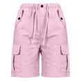 thumbnail image 3 of Lullu Cargo Shorts for Girls Athletic Pull on Drawstring Utility Shorts, Pink, Sizes 2-15, 3 of 3