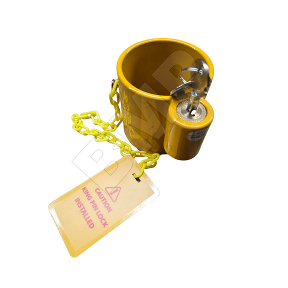 Heavy-Duty Yellow King Pin Lock with keys. Fits Trailers, 5th Wheel, RV, and Semi – 1000139