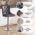 thumbnail image 3 of Velvet Bar Stools Set of 2 Modern Counter Height Bar Stools with Lion Pull Ring Tufted High Back, Nailhead Upholstered Barstools for Home Kitchen, Swivel Adjustable Stool Chair in Dark Grey, 3 of 9