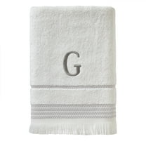 SKL Home Casual Monogram Bath Towel, "G", White