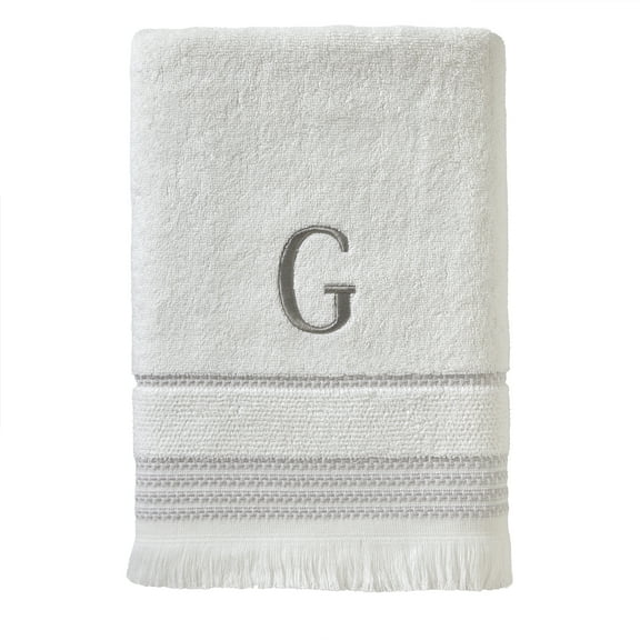 SKL Home Casual Monogram Bath Towel, "G", White