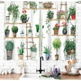thumbnail image 2 of Boho Plant Floral Kitchen Curtains, Flower Plant Small Window Treatment, Green Leaf Cafe Short Window Curtains for Bathroom Dining Laundry Room, Farmhouse Nature Botanical Drapes 27.5x39 inch, 2 of 6