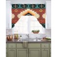 thumbnail image 2 of Swag Curtain Valances Teal Red Tribal Geometric Swag Valances for Kitchen Windows Vintage Boho Native Abstract Window Treatment Curtains Drapes for Kitchen Bedroom Living Room Bathroom 56"x36", 2 of 6