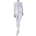 thumbnail image 3 of Mono completo brillante al óleo para mujer, lencería, culturismo, gimnasio, Fitness, cuello simulado, mono de manga larga, traje de baño protector contra sarpullidos, 3 of 5