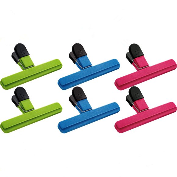 Large Chip Bag Clips Grocery Store Bag Clips Food Bag Clips Plastic Clips Bright Assorted Colors for Coffee Potato and Snack Bags (Assorted, Size 6)