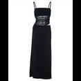 thumbnail image 3 of Conjunto de Dos Piezas para Mujer: Conjunto de Vacaciones de Verano, Sin Mangas, de Asimétrica, Top Corto y Faldas Largas. Negro M, 3 of 7