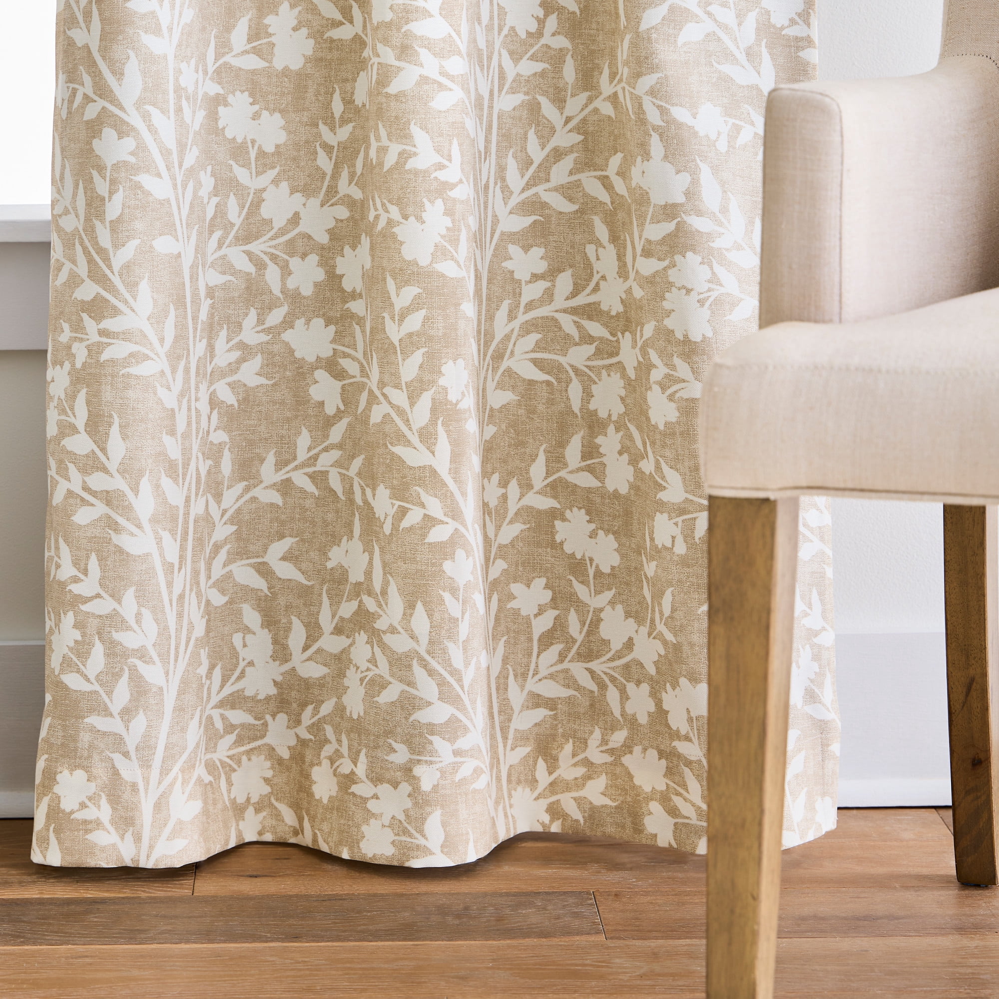 Martha Stewart Amelia Curtain Panel Pair, Linen, Back Tab, Blackout, Indoor, Adult, 2 Piece Set, 37" x 95"