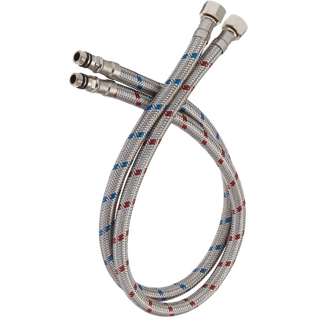 LAICAIW 40-Inch Long Bathroom Kitchen Faucet Connector Braided Supply Hose 3/8-Inch Female Compression Stainless Steel Sink Faucet Connection Thread x M10 Male Connector x 2 Pcs (1 Pair)