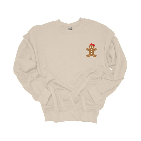 Womens Christmas Sweatshirt Gingerbread Houses Festive Holiday Crewneck Sweatshirt-Sand-5xl