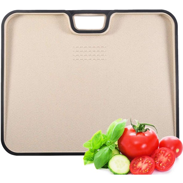 Tabla de cortar multifunción, tabla de cortar de plástico de paja de trigo para cocina, tabla de cortar apta para lavavajillas con ranuras para jugo, bloque de cortar de frutas antideslizante para el