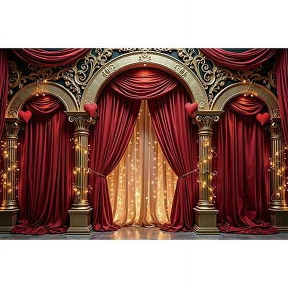 202 Valtines Day Photo Studio Background February 14 Photography Backdrop Red White Curtain Flower Outdoor Photocall