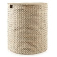 thumbnail image 4 of Casafield Half Moon Laundry Hamper with Lid and Removable Liner Bag - Natural, Woven Water Hyacinth Laundry Basket Sorter for Clothes, 4 of 7