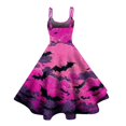 thumbnail image 3 of Fgvctg Womens Halloween Wedding Guest Dress Graduation Cocktail 1950s Dresses Pumpkin Ghost Witch Graphic Crewneck Dresses Formal Halloween Sleeveless Clothing Fashion Outfits Purple Pink S, 3 of 4