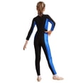 thumbnail image 2 of YONGHS Kids Girls Unitard Long Sleeve Zipper Metallic Skating Dance Jumpsuit Full Body Bodysuit Royal Blue 6, 2 of 7