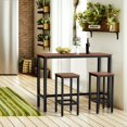 thumbnail image 3 of Giantex 3 Piece Bar Table Set, Pub Height Dining Table Set w/Counter Height Backless Stools, 39.5" Bar Table with 2PC 28" Bar Stools, Breakfast Table Set for Pub, Bistro, Apartment, Rustic Brown, 3 of 10