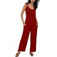 thumbnail image 4 of successthop Sleeveless Jumpsuits for Women Long Pants Adjustable Straps One Piece Holiday Outfits with Pockets Red L, 4 of 5