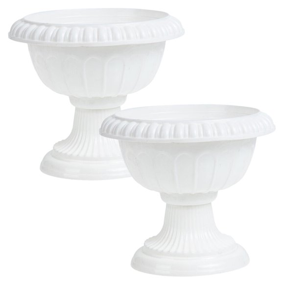 Roman Flower Pot Vintage Style Urn Planter Classic Traditional for Home White Plastic 2 Pieces