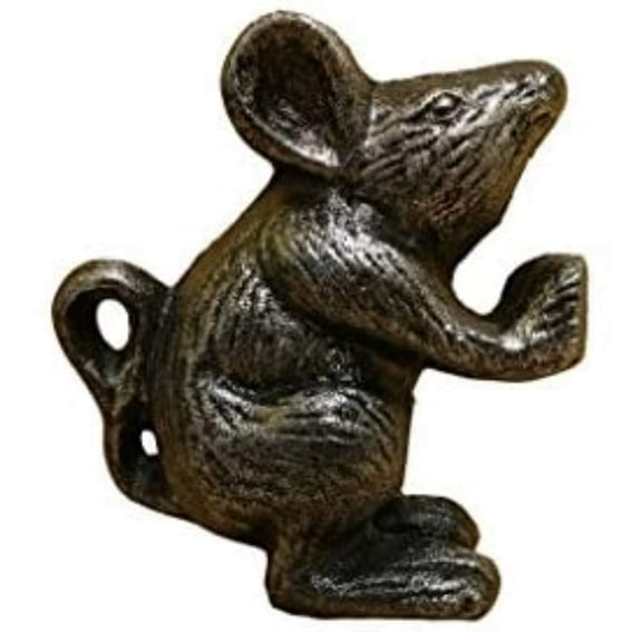 Handcrafted Nautical Decor Rustic Silver Cast Iron Mouse Door Stopper 5" - Mouse Door Stop - Animal Theme