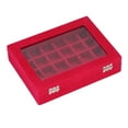 thumbnail image 4 of Jewelry Organizer Box, Clear Glass Cover Small Velvet Jewelry Box Organizer 24 Removable  For Household Red, 4 of 8