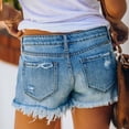 thumbnail image 5 of Nestiefly Womens Jean Shorts Mid Rise Button Waist Ripped Denim Short Summer Casual Fashion Stretchy Jeans with Pockets 2026 Light Blue M, 5 of 6