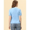 thumbnail image 3 of INSPIRE CHIC Blusa De Trabajo Informal De Algodón Peter Pan Para Mujer Azul claro M, 3 of 4