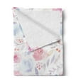 thumbnail image 2 of Watercolor Soft Flannel Fleece Throw Blanket, Delicate Spring Pattern Blooming Roses Buds Leaves Feminine Romantic, Cozy Plush for Indoor and Outdoor Use, 60" x 80", Pale Pink Baby Blue, by Ambesonne, 2 of 5