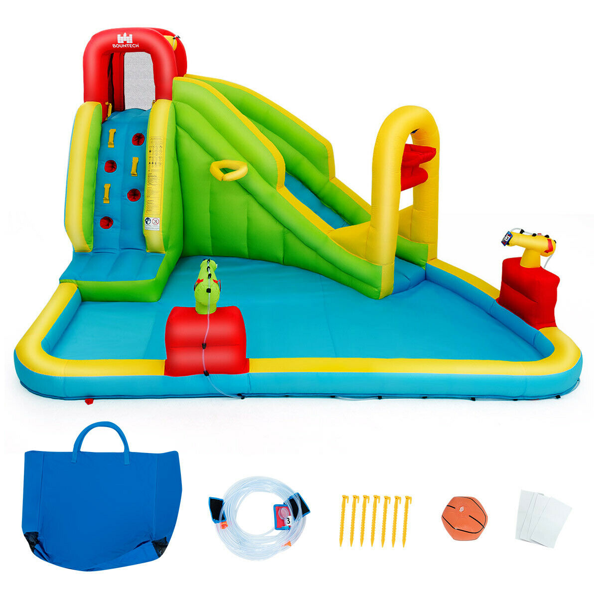 Gymax Outdoor Inflatable Splash Water Bounce House Jump Slide w/Blower ...