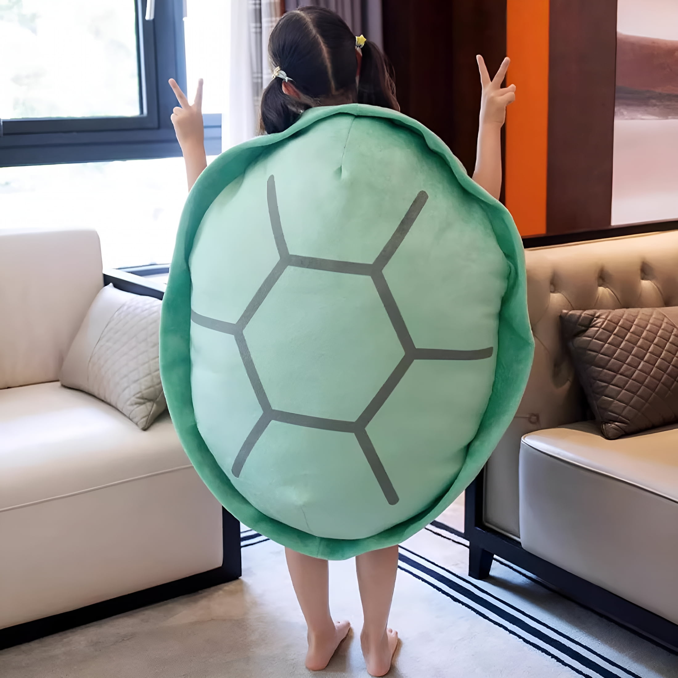 LAMIRO 31.5inches Turtle Shell Body Pillow,Adult/Kids Multifunctional Giant Wearable Turtle Shell Pillow Weighted Green